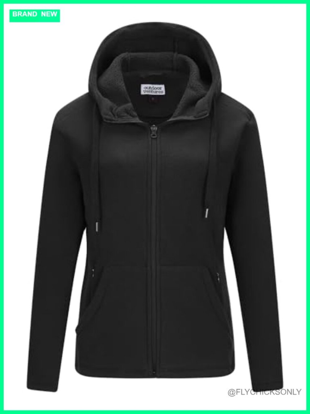 Women's Hooded Polar Fleece Jacket Zip Up 6 Pockets